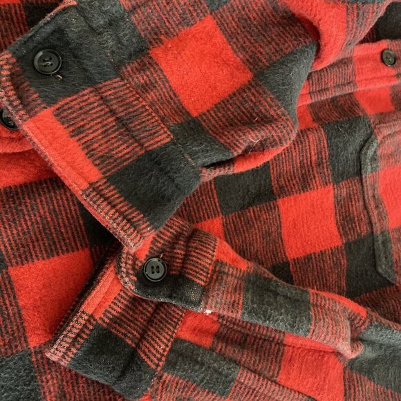 Vintage Open Road Men M Heavy Flannel Buffalo Plaid Button Shirt Shacket - Picture 3 of 6